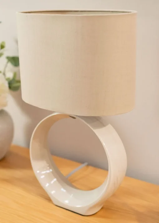 ValueLights Tia Natural Ceramic Table Lamp (41cm x 24.5cm x 15.5cm)
