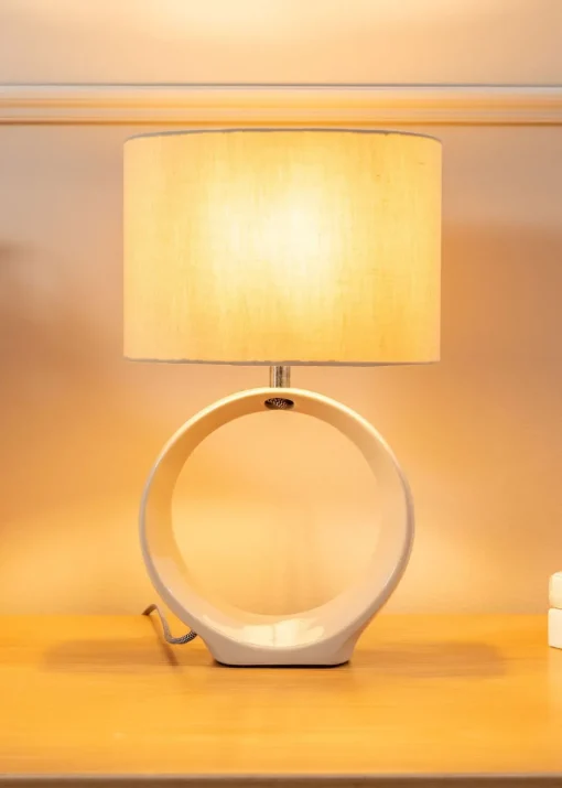 ValueLights Tia Natural Ceramic Table Lamp (41cm x 24.5cm x 15.5cm)