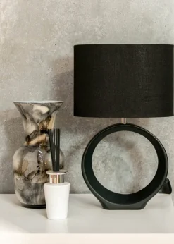 ValueLights Tia Pair of Matte Black Table Lamp & E14 Candle
