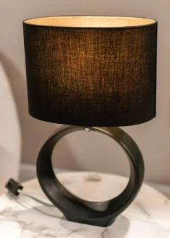 ValueLights Tia Pair of Matte Black Table Lamp & E14 Candle