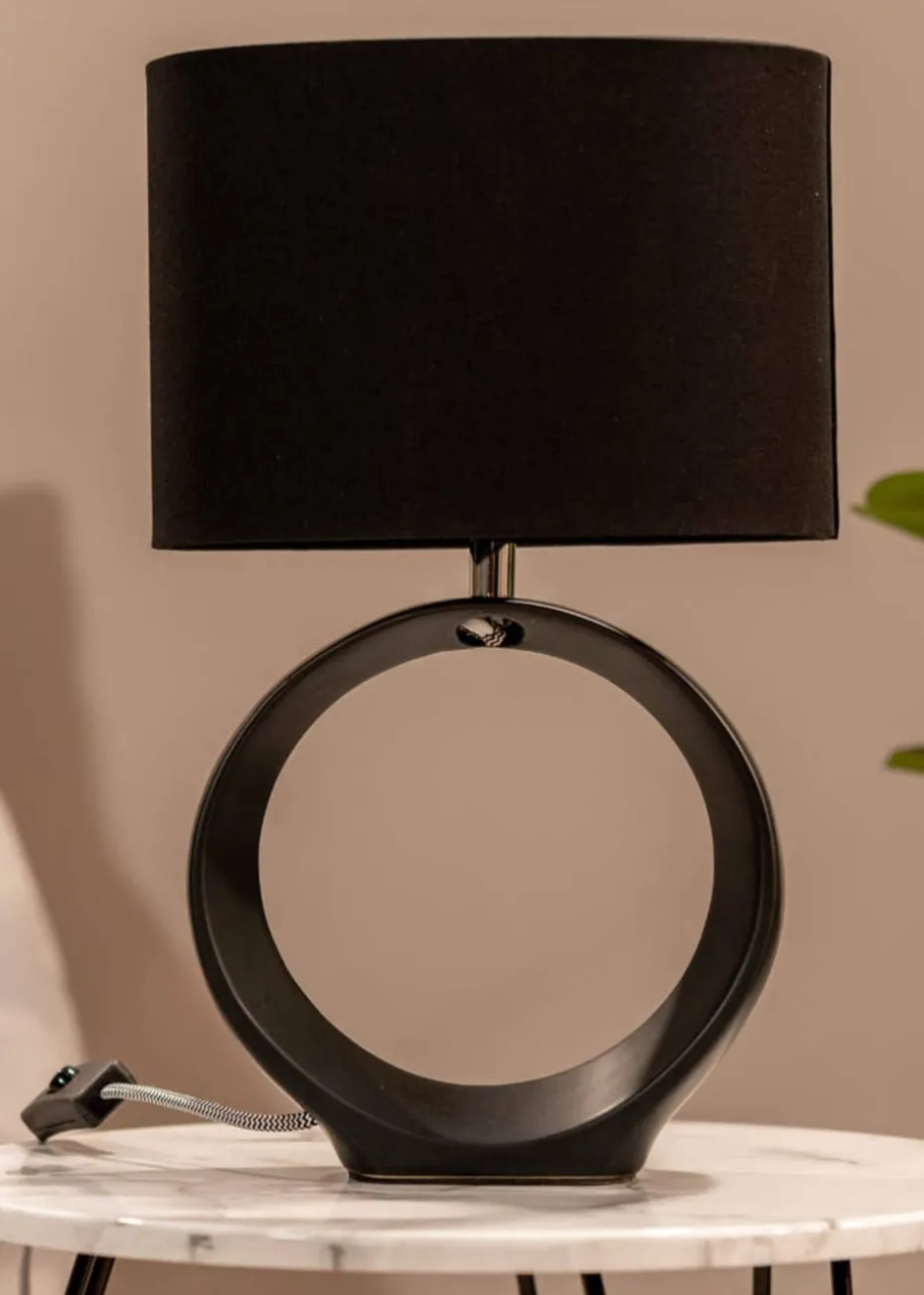 ValueLights Tia Pair of Matte Black Table Lamp & E14 Candle