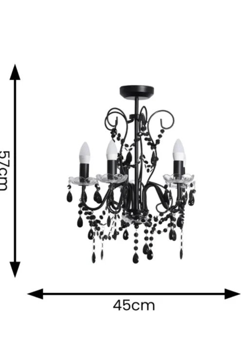 ValueLights Viscount  Black Pendant Light (57cm x 45cm x 45cm)