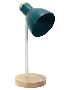 ValueLights Woody  Blue Table Lamp with Tapered Shade (36cm x 19cm x 14cm)