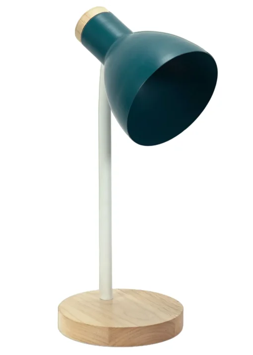 ValueLights Woody  Blue Table Lamp with Tapered Shade (36cm x 19cm x 14cm)