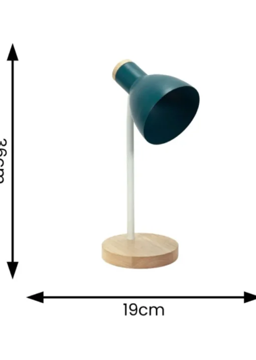 ValueLights Woody  Blue Table Lamp with Tapered Shade (36cm x 19cm x 14cm)