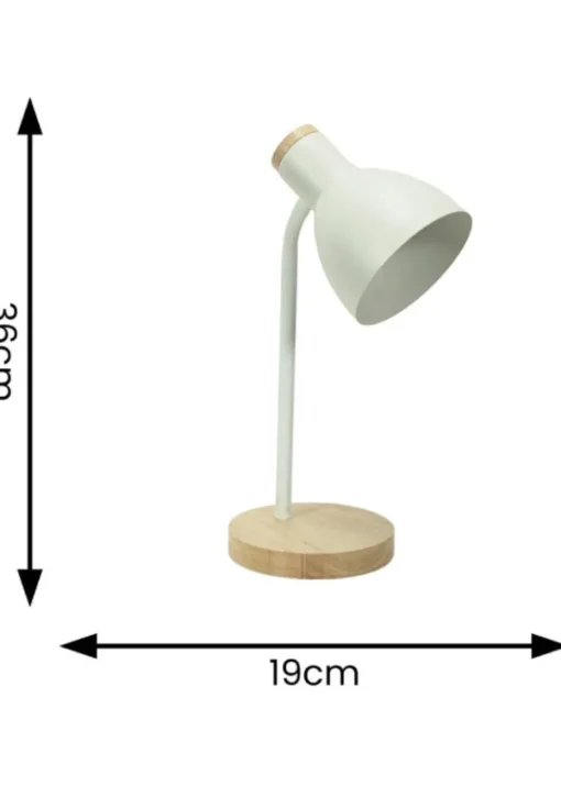 ValueLights Woody  White Table Lamp with Tapered Shade (36cm x 19cm x 14cm)