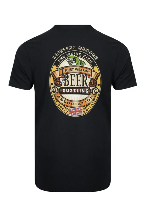 Weird Fish Black Beer Guzzling Back Print Artist T-Shirt