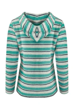 Weird Fish Blue Ally 1/4 Zip Stripe Hoodie