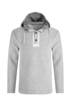 Weird Fish Cream Bakersfield Button Neck Macaroni Hoodie