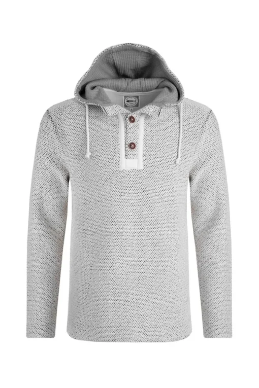 Weird Fish Cream Bakersfield Button Neck Macaroni Hoodie