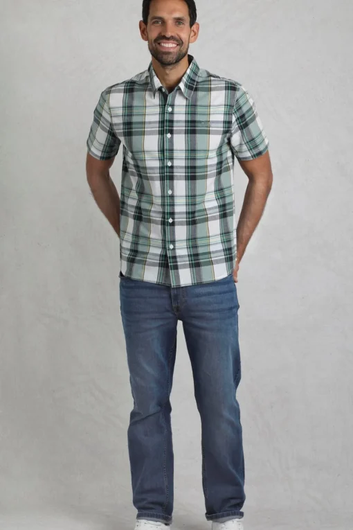 Weird Fish Cream Judd Short Sleeve Check Shirt