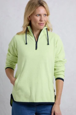 Weird Fish Green Odina 1/4 Zip Zig Zag Fleece