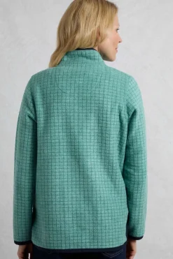 Weird Fish Green Tilly 1/4 Zip Grid Fleece