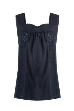 Weird Fish Navy Chelle Jersey Square Neck Vest