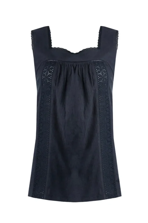 Weird Fish Navy Chelle Jersey Square Neck Vest