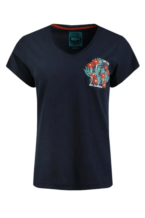 Weird Fish Navy No Rain No Flowers Slub Pocket T-Shirt