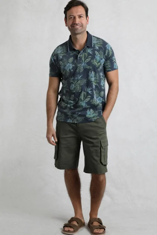 Weird Fish Navy Sarat Printed Polo
