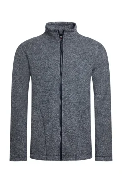 Weird Fish Navy Thames Full Zip Snow Marl Fleece