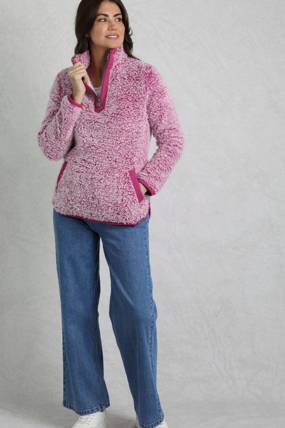 Weird Fish Red Madi Cosy 1/4 Zip Fleece