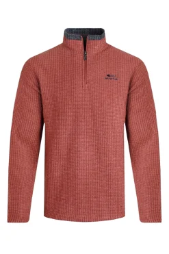 Weird Fish Red Newark 1/4 Zip Grid Fleece