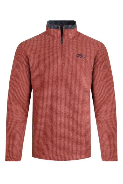 Weird Fish Red Newark 1/4 Zip Grid Fleece