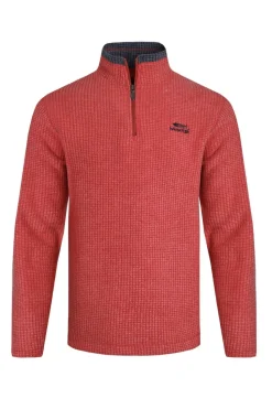 Weird Fish Red Newark 1/4 Zip Grid Fleece