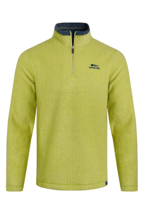 Weird Fish Soft Green Newark 1/4 Zip Grid Fleece