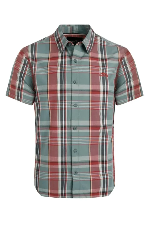 Weird Fish Teal Blue Judd Short Sleeve Check Shirt