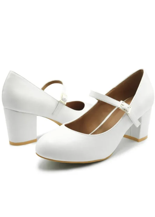 Where's That From Araceli Block Heel Mary Jane Pumps In White