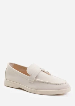 Where's That From Beige Suede Pegasus Slip On Trim Loafers