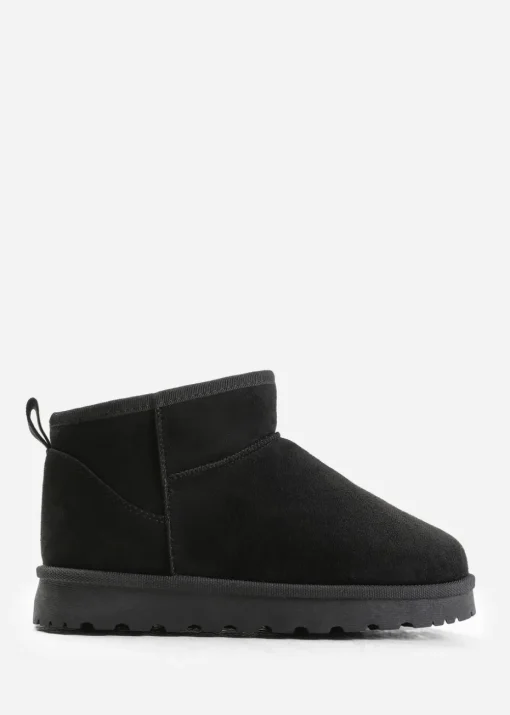 Where's That From Black Faux-Suede Maple Faux Fur Slipper Boots