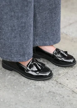 Where's That From Black Imogen Extra Wide Slip On Loafers