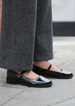 Where's That From Black Kingston Buckle Detail Low Heel Loafers