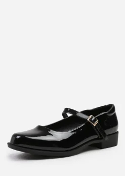 Where's That From Black Kingston Buckle Detail Low Heel Loafers