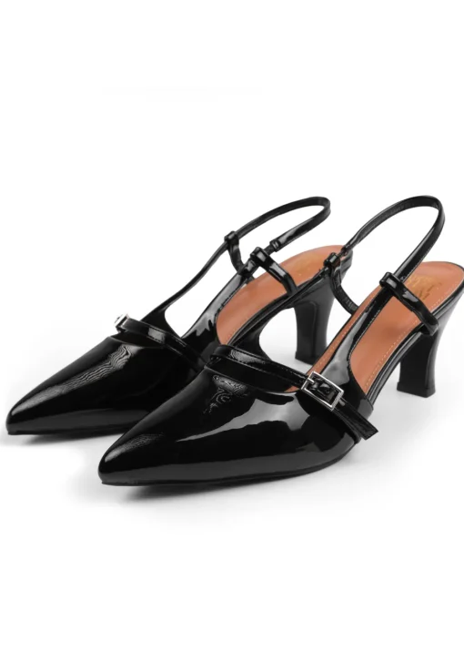 Where's That From Black On Point Wide Fit Slingback Sandals