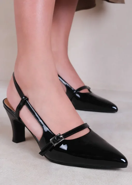 Where's That From Black On Point Wide Fit Slingback Sandals
