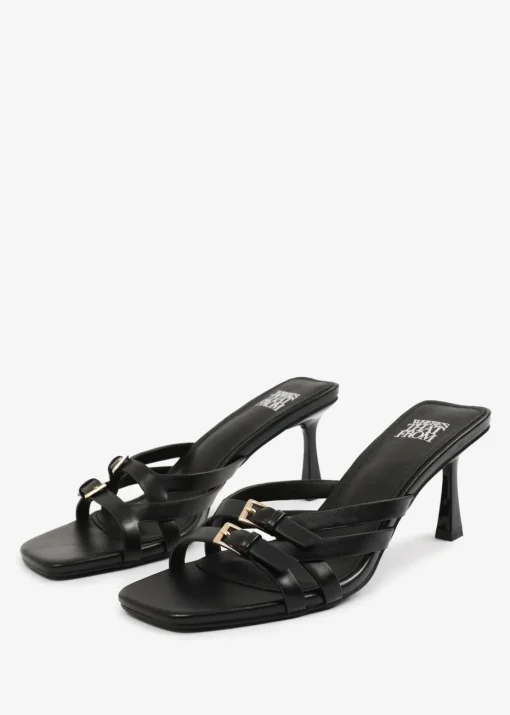 Where's That From Black PU Ariela Cross-Over Buckle Details Strap Heel