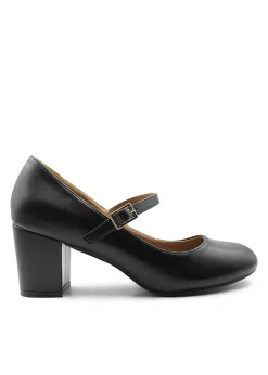 Where's That From Black PU Araceli Wide  Mary Jane Pumps