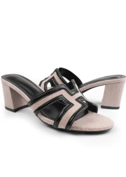 Where's That From Black PU Drama Cut Out Strap Block Heel Sandals