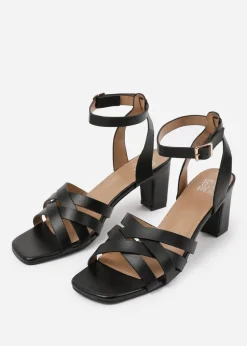 Where's That From Black PU Caity Triple Link Chain Detail Sandals