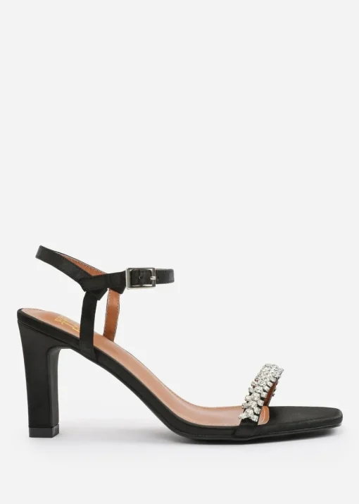 Where's That From Black Suede Zaneen Open Toe Block Heel