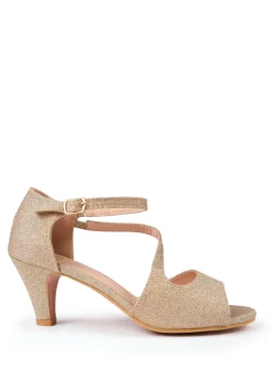 Where's That From Champagne Glitter Beatrice Low Kitten Heels