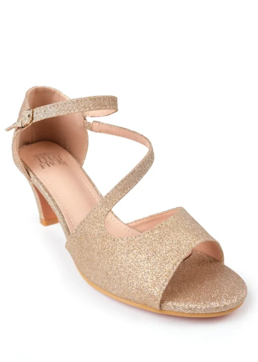 Where's That From Champagne Glitter Beatrice Low Kitten Heels