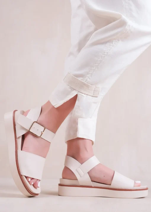 Where's That From Cream Pu Phoenix Classic Flat Sandals
