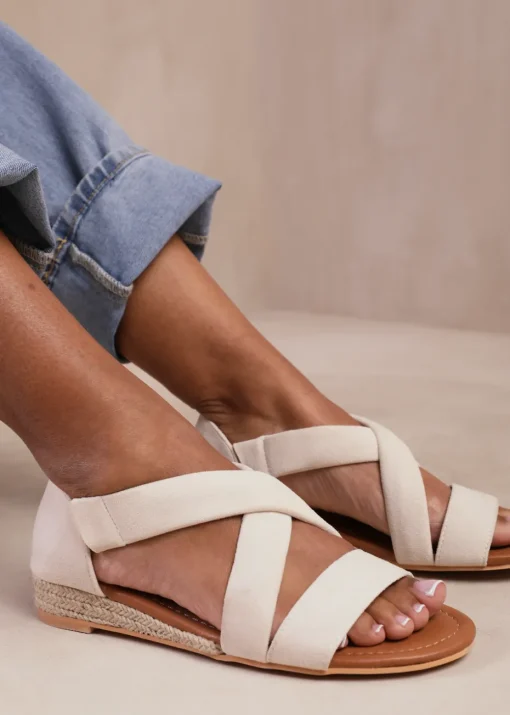 Where's That From Cream Suede Hummingbird Wide-Fit Low Wedges