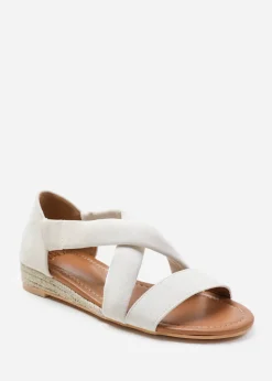 Where's That From Cream Suede Hummingbird Wide-Fit Low Wedges