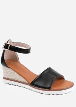 Where's That From Dusk Black Wide-Fit Wedge With Buckle Strap