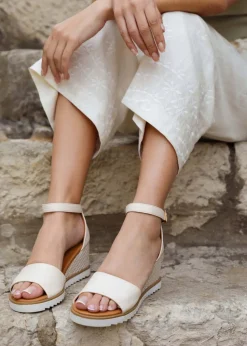 Where's That From Dusk Cream Wide-Fit Wedge With Buckle Strap