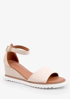 Where's That From Dusk Cream Wide-Fit Wedge With Buckle Strap