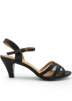 Where's That From Jillian Diamante Strappy Heel In Black Glitter